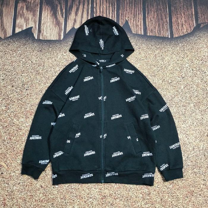 zip hoodie ECOLIER SOMEDAY TOGETHER monogram full print jemper casual murah bagus size L