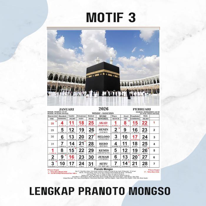 Lengkap Pranoto Mongso Kalender Jawa Komplit Wuku & Ringkel 2026 Ukuran 31 cm x 40 cm Bahan Ap 230 G