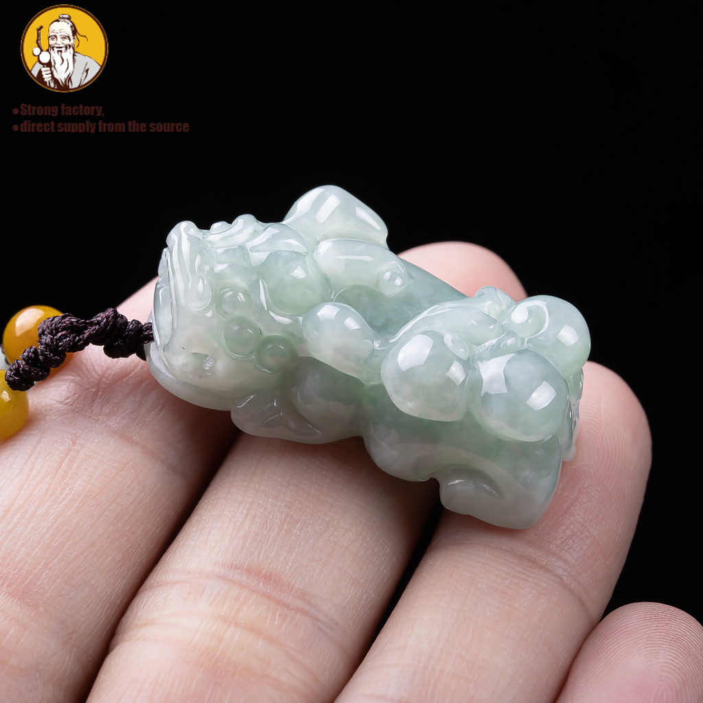 Natural A jadeite, liontin Ruyi Pixiu, liontin indah 34.4 * 16.8 * 12.6mm