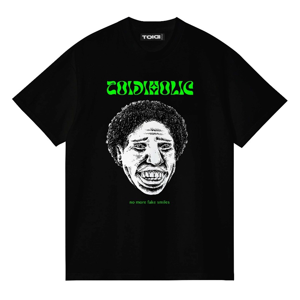(COD) TOIDIHOLIC-FAKE SMILE-TSHIRT BLACK