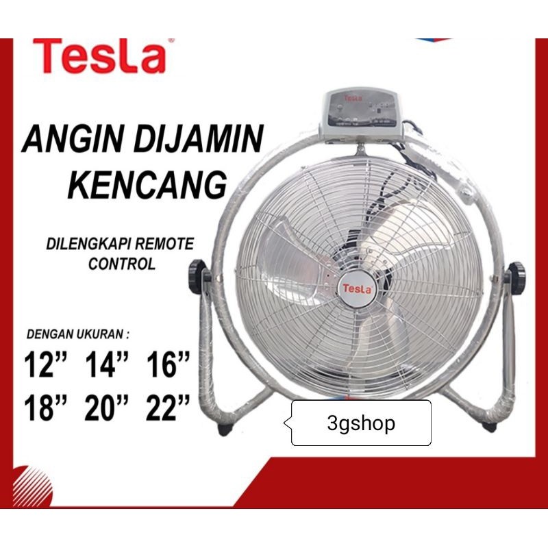 KIPAS ANGIN BESI 22INCH TDF-2250 HURRICANE+REMOTE TESLA