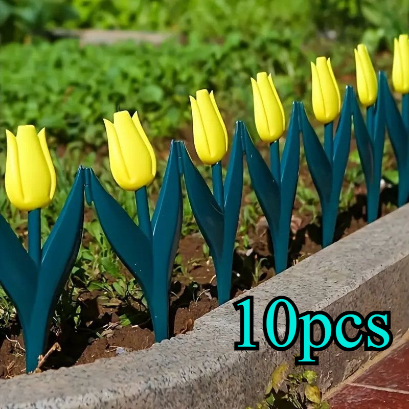 10pcs Pagar Kebun Pagar Taman Plastik Dekorasi Tulip Pagar Kebun Pagar Taman Plastik Dekorasi DIY Be