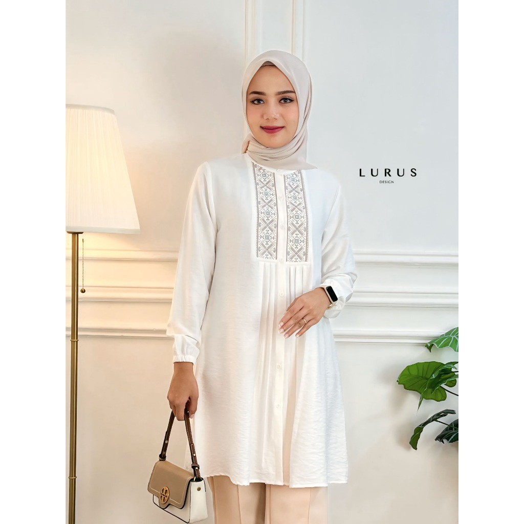 LURUS TUNIK DIVA TUNIK BORDIR WANITA TERBARU TUNIK LINEN CRINKLE PREMIUM