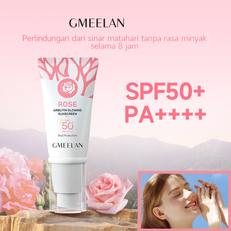 GMEELAN Rose Arbutin Sunscreen 30gr SPF50 PA++++ UV  /  GMEELAN Rose Sunscreen Perindungan dari sina