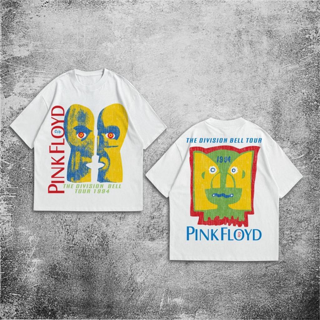 COD Baju Kaos P&B Oversize Pink Floyd The Devision Bell Tour - T Shirt Pink Floyd Oversized White 20