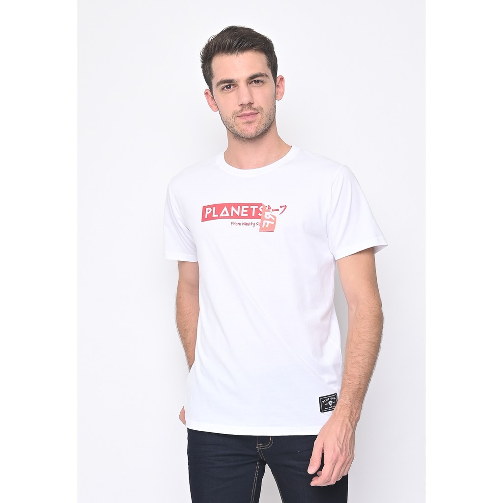 Planet Surf Clothing Kaos Pria Lengan Pendek Putih Behind 183G MTSS18302-WHT Planet Surf Kaos Pria A