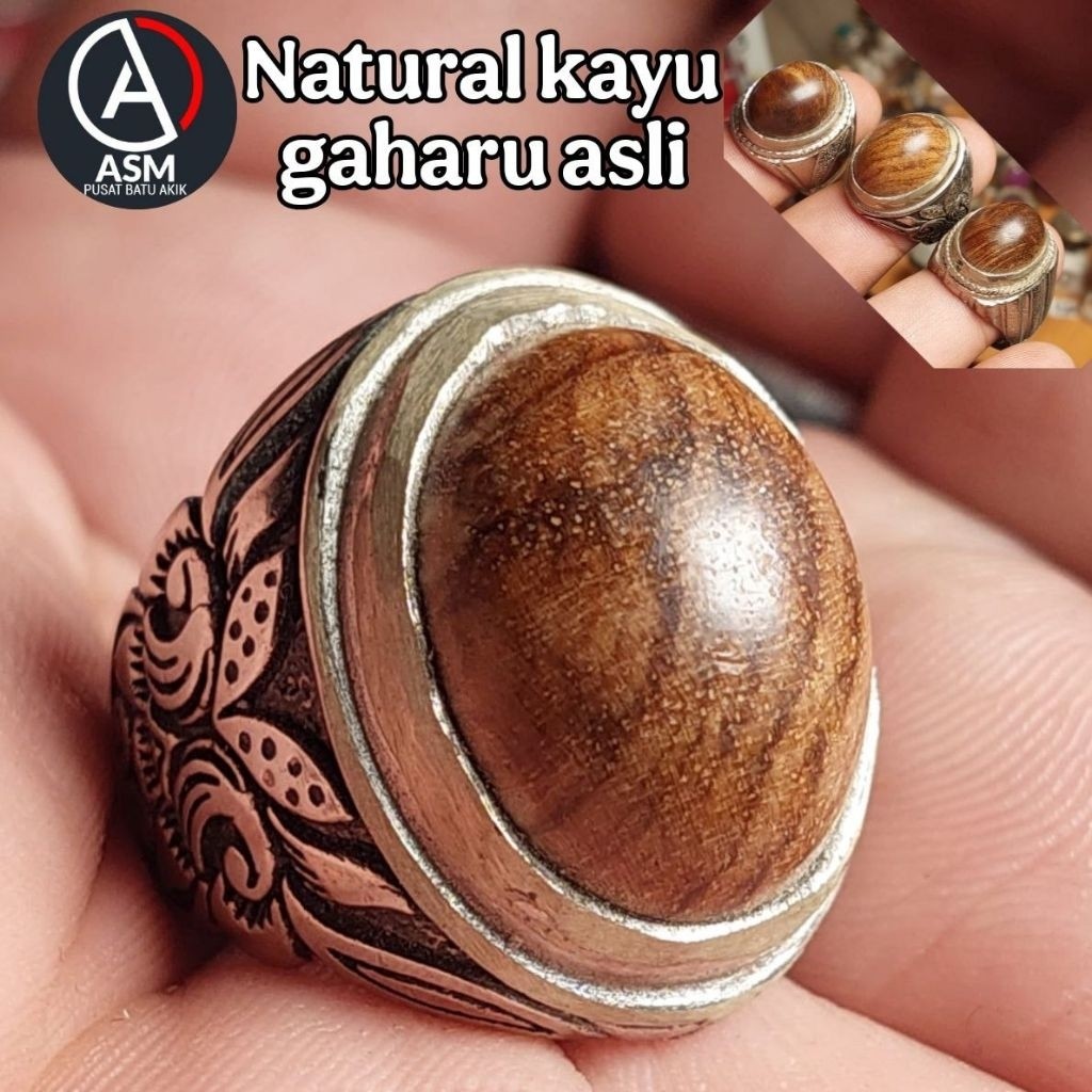 Natural kayu gaharu asli original / Cincin batu akik Natural pria wanita