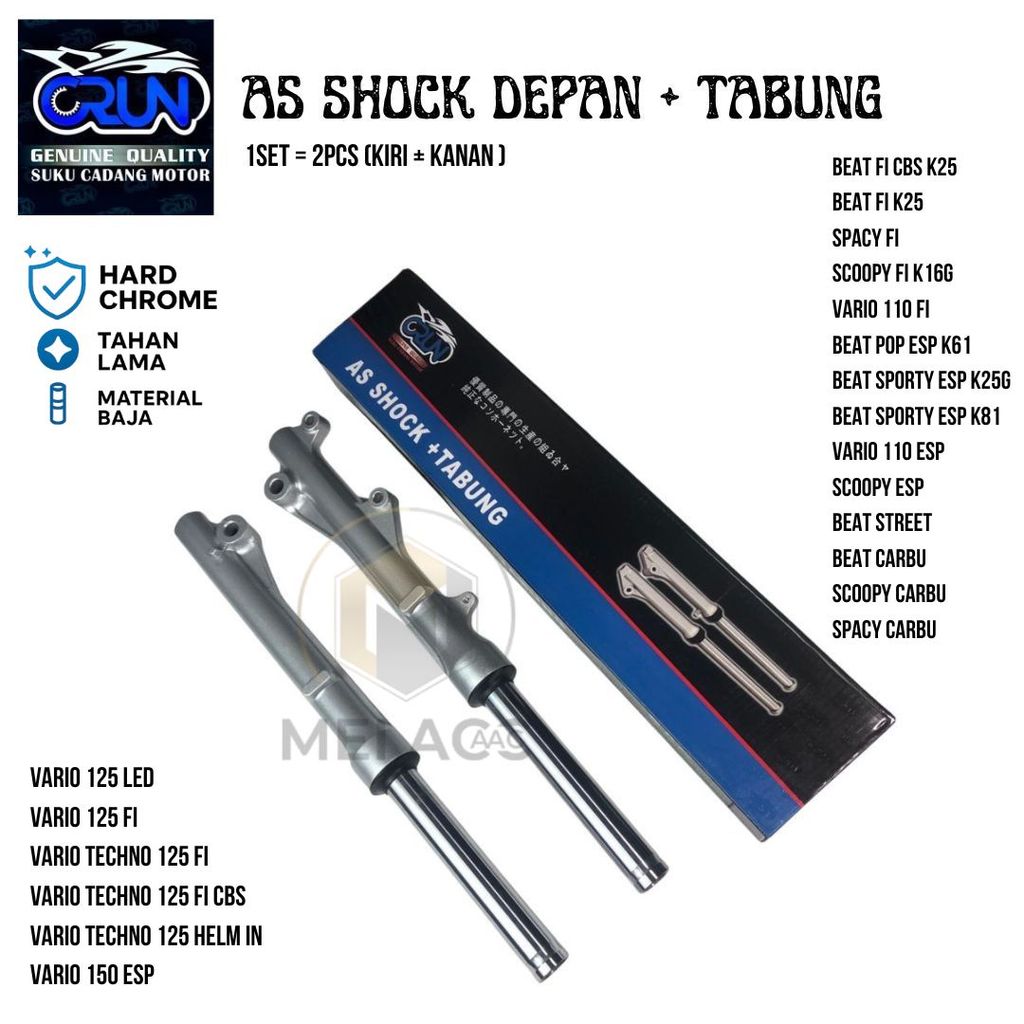 CRUN As Shock As Shockbreaker Depan Plus Tabung Honda Vario 150 ESP VArio 125 Beat FI Spacy Scoopy