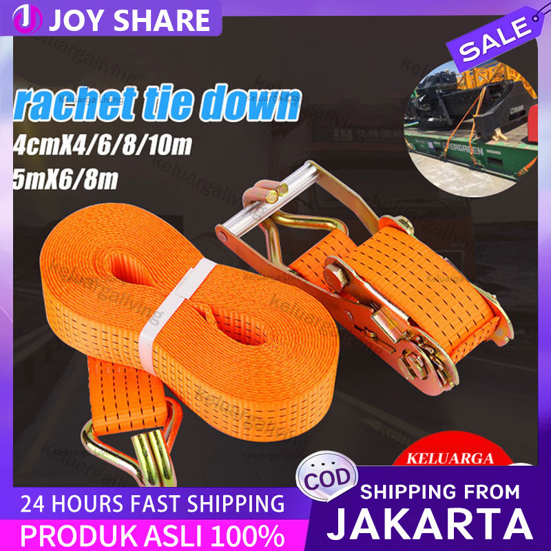 5cmX 6/8 meter/ 4cm x 4/6/8/10 meter Tali pengikat Barang motor/Ratchet tie down 10Ton tali pengikat
