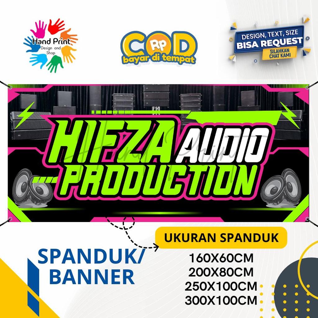Cetak Spanduk Banner Sound Audio System Pink MMT Spanduk Custom 200x100