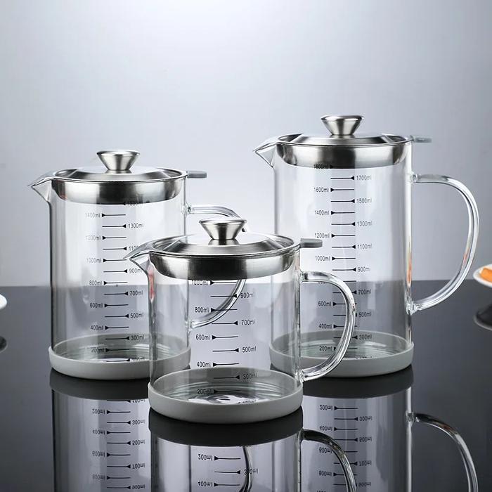 Botol Wadah Penyaring Minyak Goreng Kaca Tahan Panas 1500ml - Transparen - 1000ml