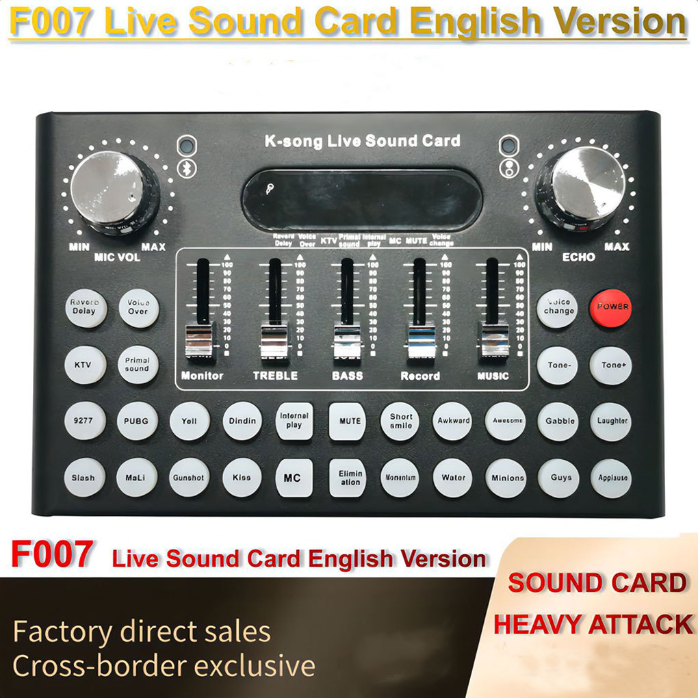 F007 Sound Card USB Stuo Recorng External gital Voice Changer Auo Cards Mixer Adapter Broadcast Podc