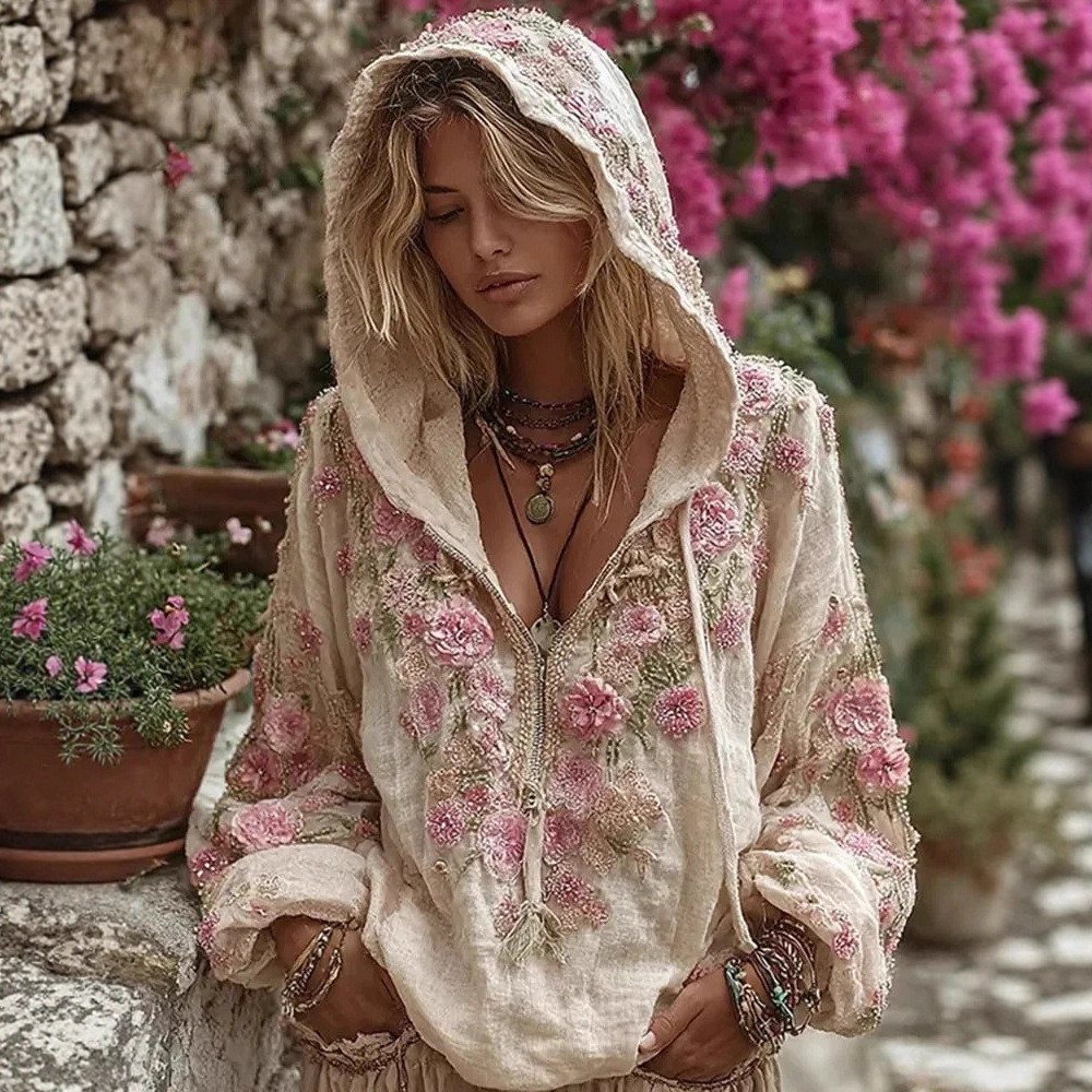 Cetakan Seni Bunga Sakura Gaya Jepang Jaket Bunga Musim Gugur Musim Dingin