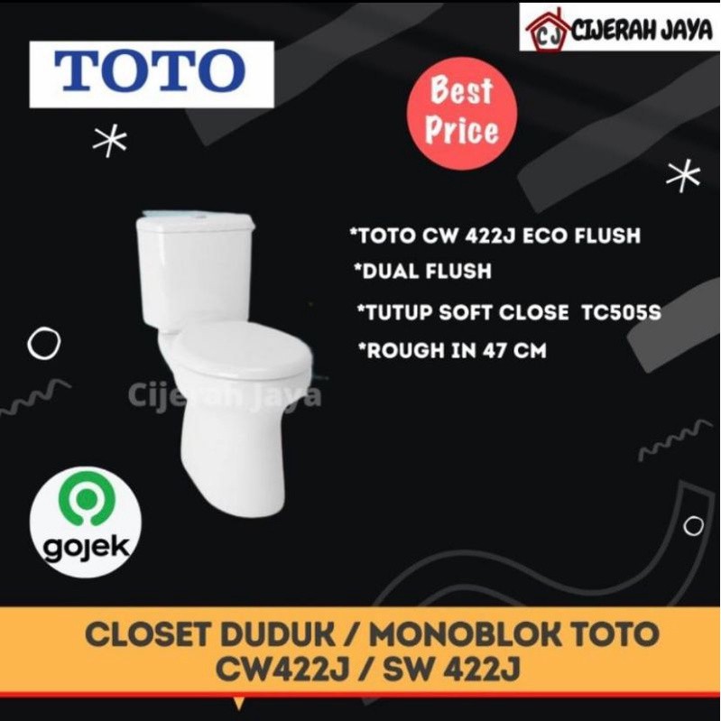 DISKON CLOSET DUDUK TOTO CW 422 J / KLOSET DUDUK TOTO CW422J DUAL FLUSH
