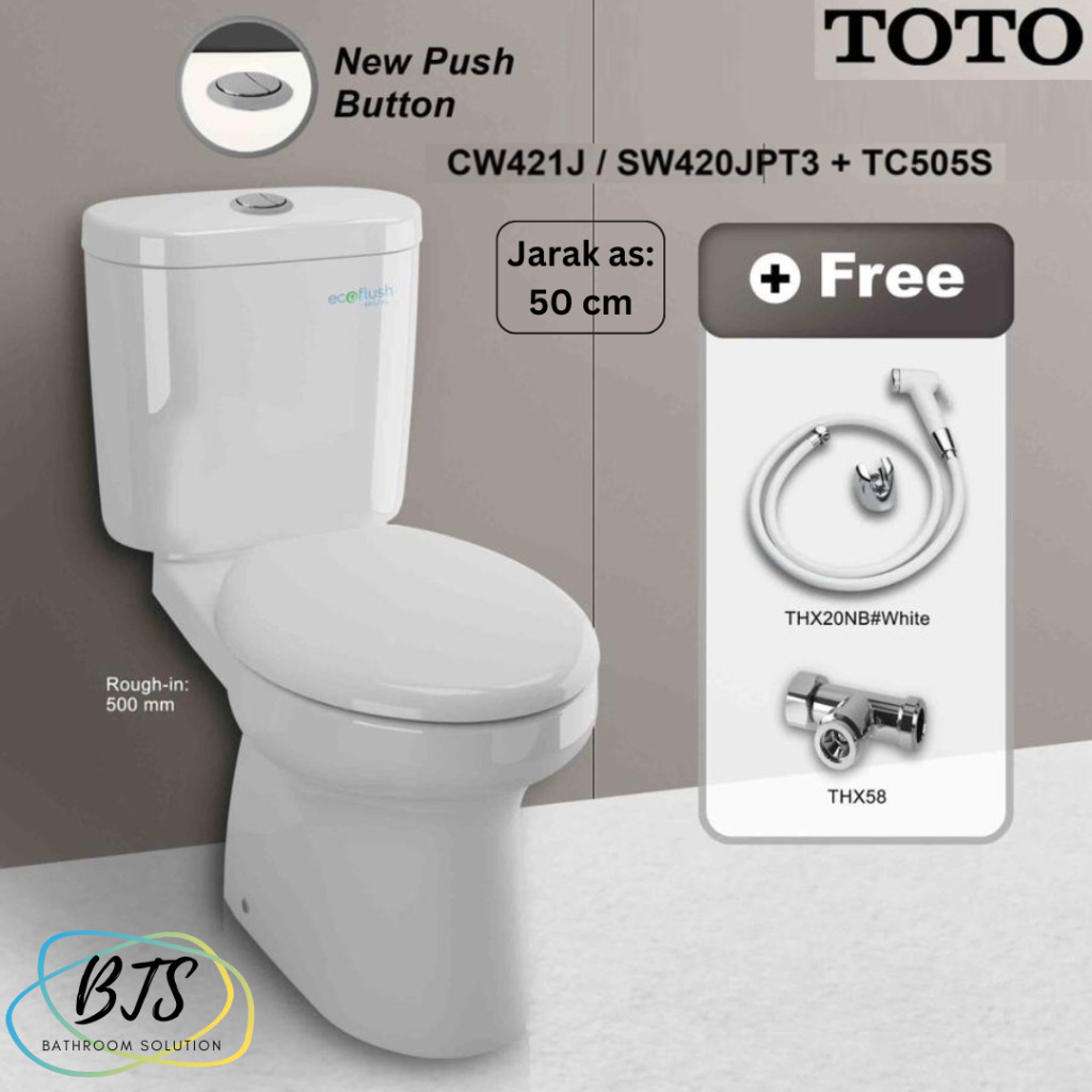DISKON Paket Kloset plus jet shower TOTO CW421J / CW 421 J / CW 421 J / CW421J / CW 421 J