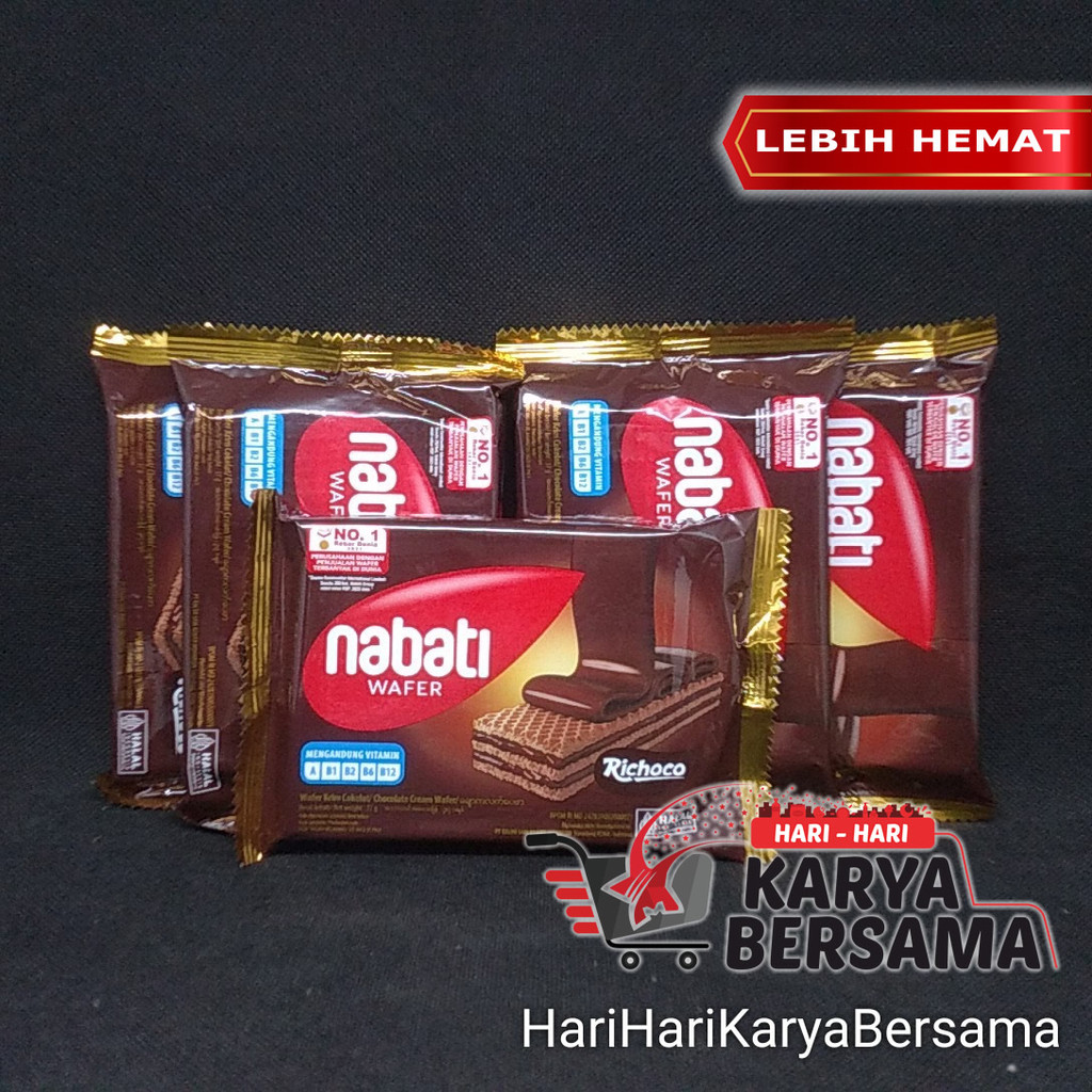MAKANAN RINGAN RICHOCO NABATI WAFER CHOCOLATE PACK 5 PCS X 39GR
