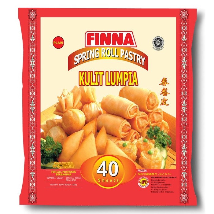 Kulit Lumpia / Spring Roll Finna 21.5 Cm x 21.5 Cm (isi 40 Pcs)