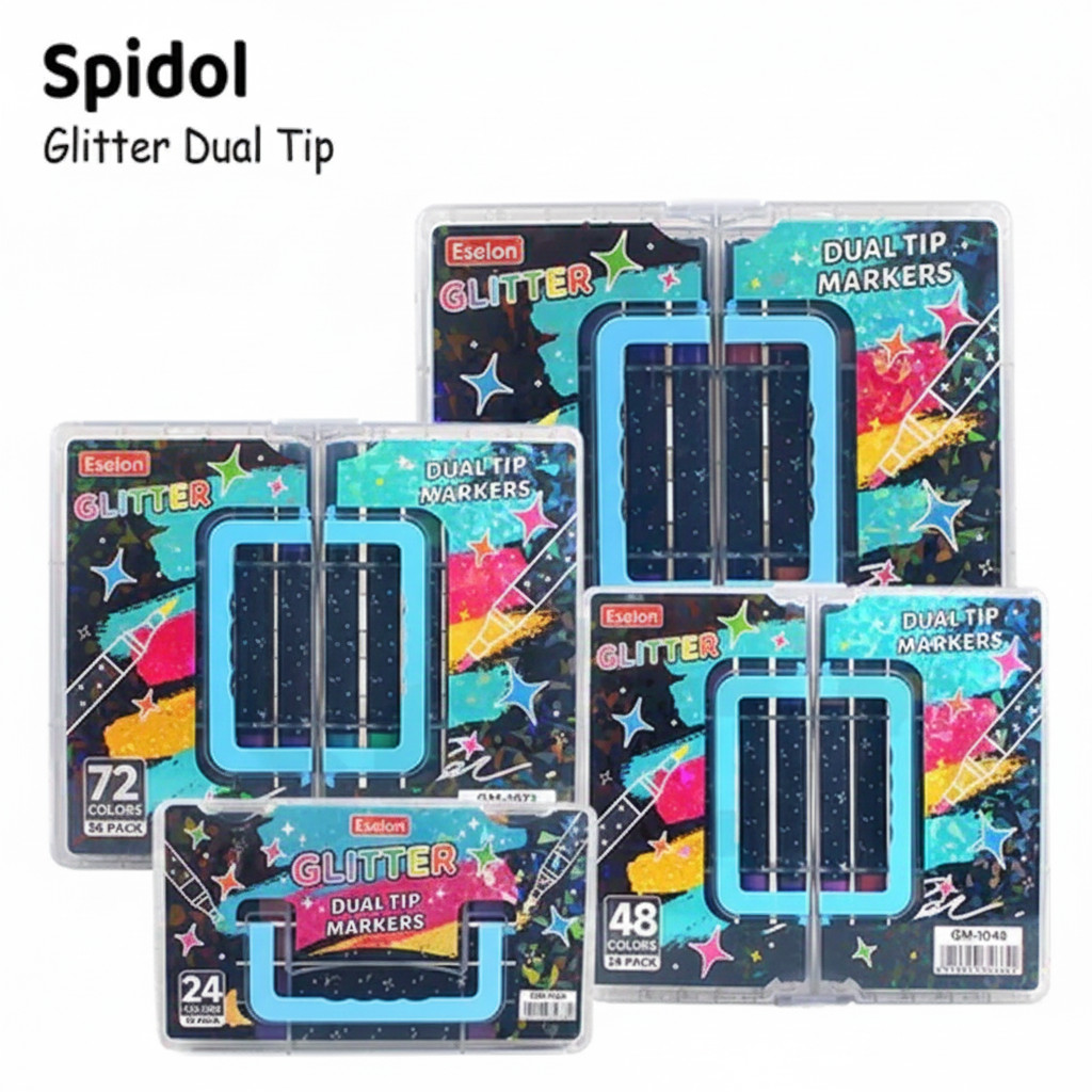 *SDA* 24 48 72 98 WARNA Spidol Glitter Double Tip Set Spidol Warna Glitter Dual Tip