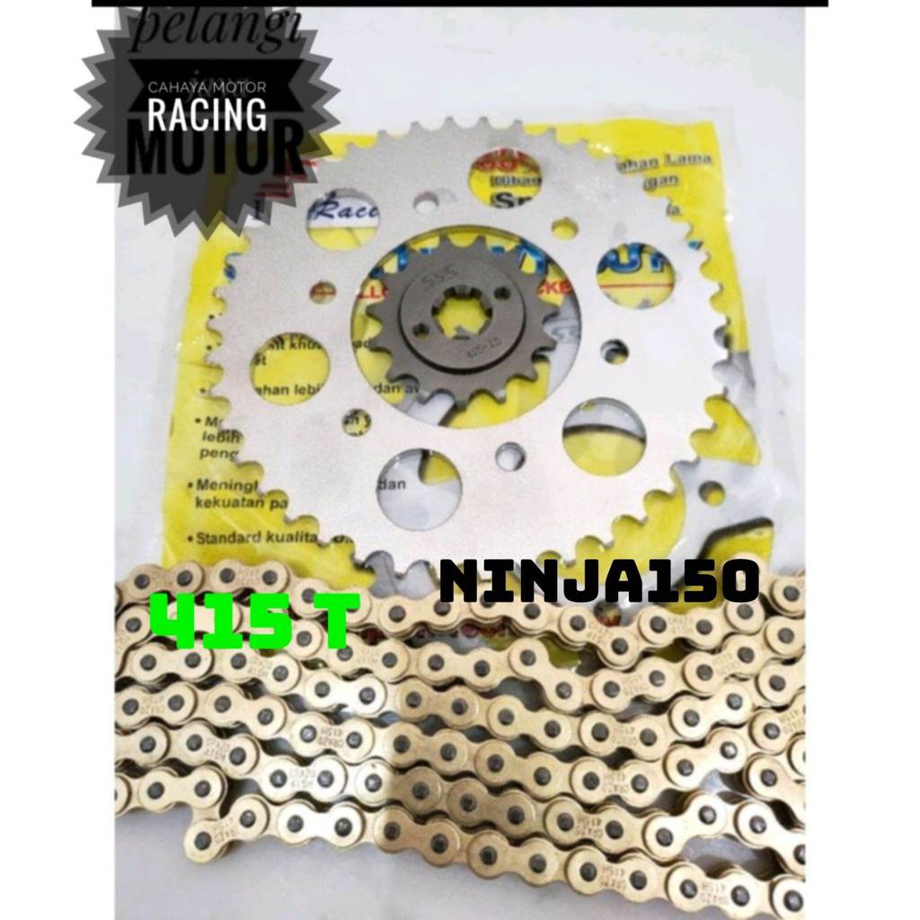 Gir set SSS Ninja150 R - Ninja Rr - Ss - Rantai Gold 415T - Gear set Ninja 2tak