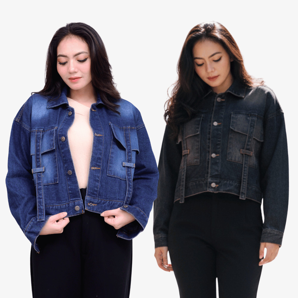 JAKET JEANS CROP GIRLS / JAKET JEANS WANITA/JAKET OVERSIZE
