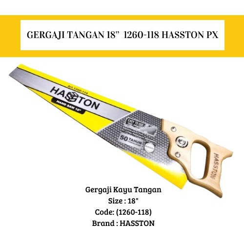 Gergaji Tangan Gagang Kayu 18'' 1260-118 HASSTON Original Gergaji Gorok / Gergaji Potong
