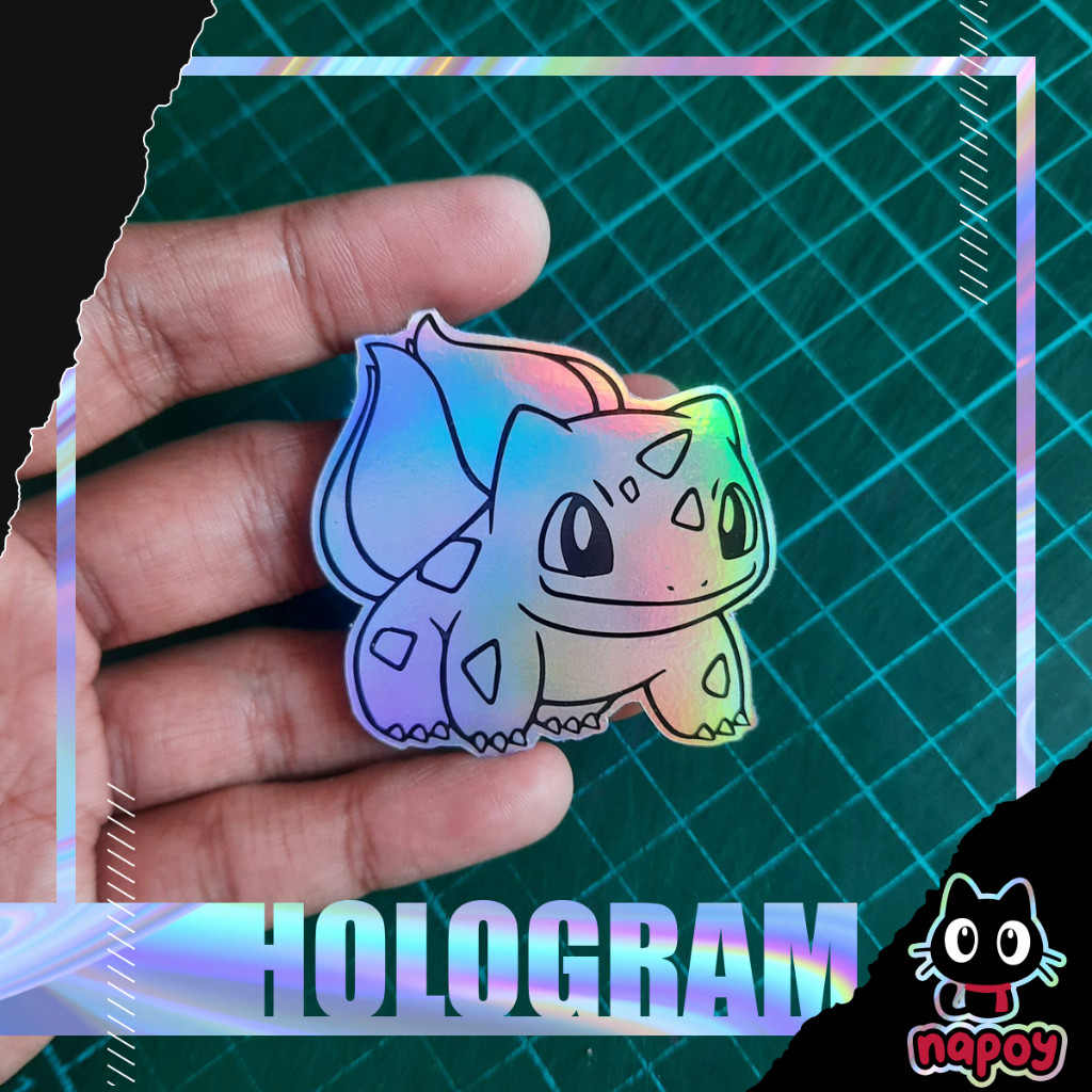 Stiker Hologram Anime Pokemon Bulbasaur Line Art