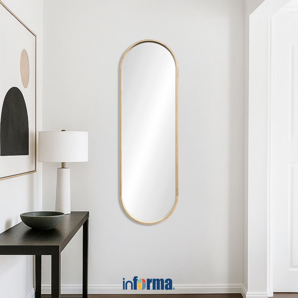 Informa 50X100 cm Cermin Dinding Wooden Oval Wall Mirror Kaca Dinding Dekorasi Rumah Cafe Resto Hote
