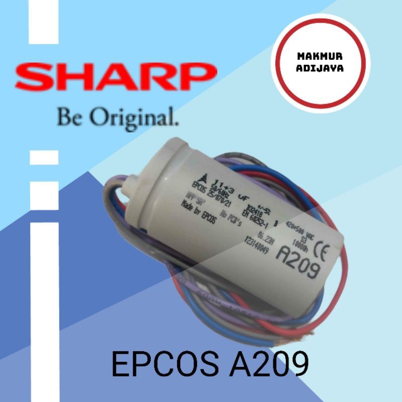 Capasitor mesin cuci sharp 2 tabung original 11 + 3 Uf Epcos A209 SOFO A253