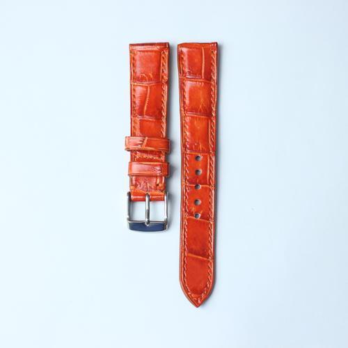 SS Strap Leather Watch Strap Crocodile Leather Orange Belly 18mm 20mm 22mm