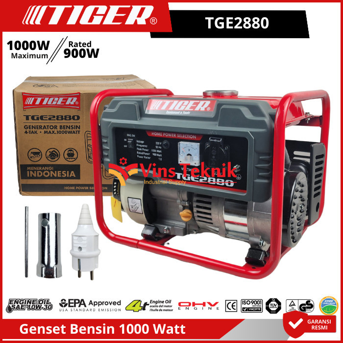 TIGER TGE 2880 Mesin Genset Listrik Genset Bensin Gasoline Generator Genset 1000Watt TGE2880