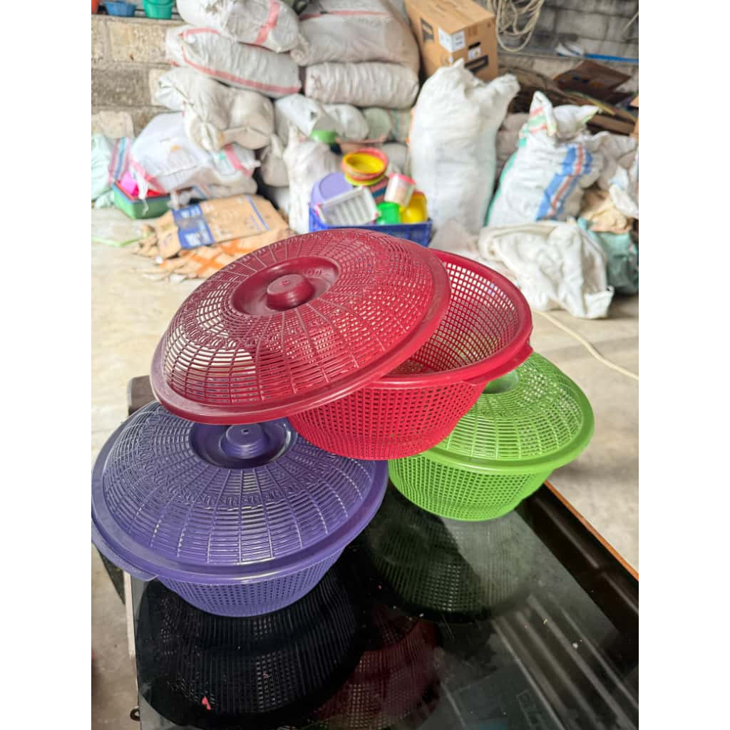 (12 PCS) WAKUL TUTUP ELEGENT - BESEK + TUTUP PLASTIK AWET - WAKUL BERKATAN PLASTIK