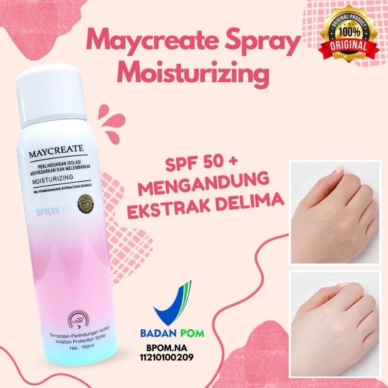 BN HALAL MAYCREATE Sunscreen Protection Spray Pemutih Badan / Whitening & Moisturizing Body Cream In