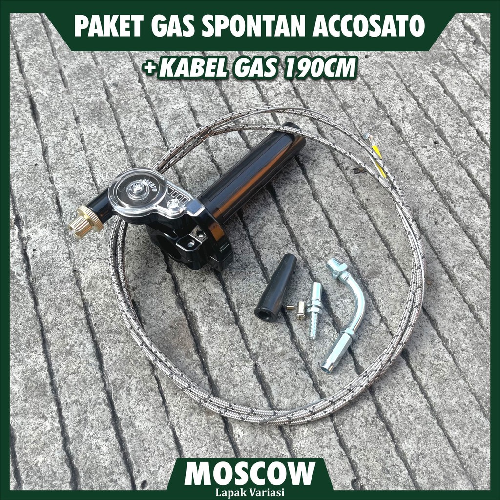GAS SPONTAN ACCOSATO HANDLE GAS MOTOR PLUS TALI KABEL GAS SERAT KARBON METIC BEBEK MOGE SPORT UKURAN