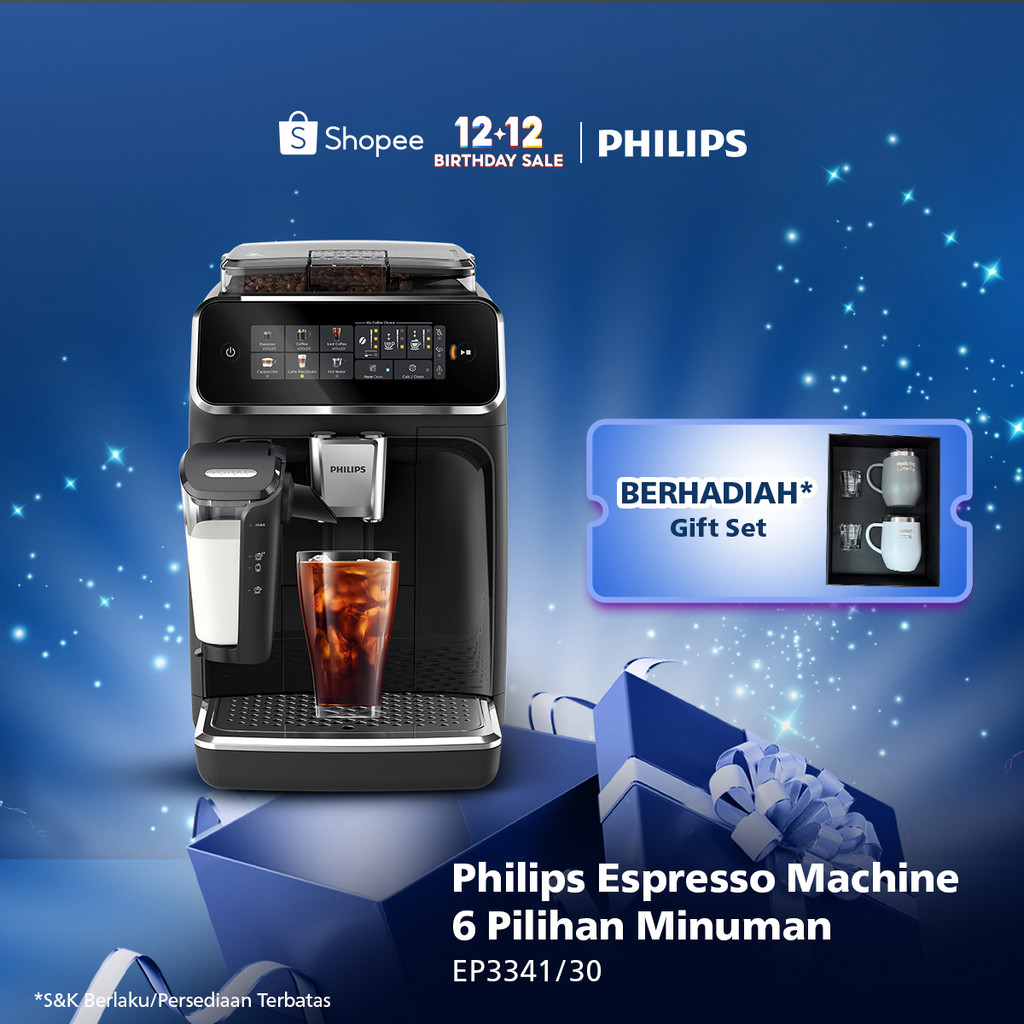 Mesin Kopi Otomatis Philips Espresso Machine 3000 Series EP3341/30 - Latte Go - 6 Pilihan Minuman - 
