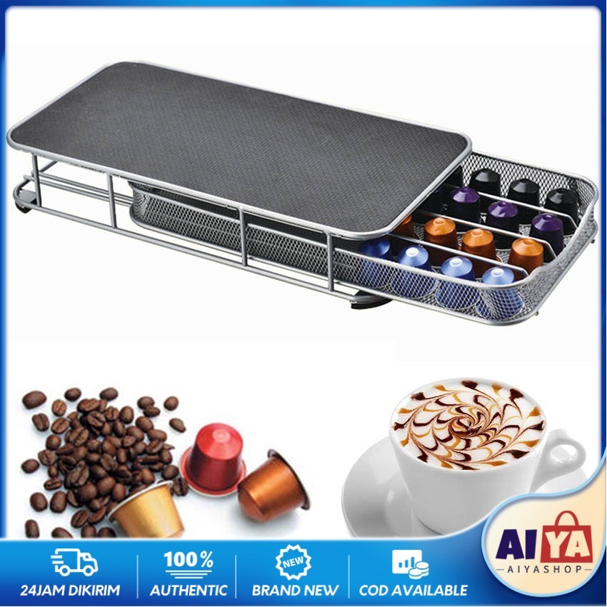 40Pcs Tempat Kapsul Kopi Behan Besi Coffee Capsules Drawer Rak Holder Kotak Nescafe Kapsul Nespresso