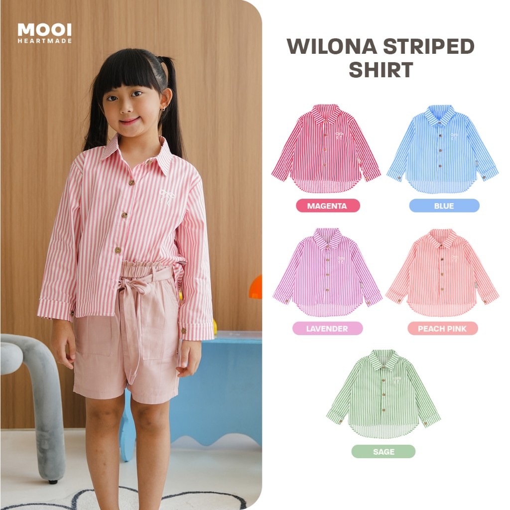 KEENAN Mooi Kemeja Anak Perempuan Wilona Striped Shirt