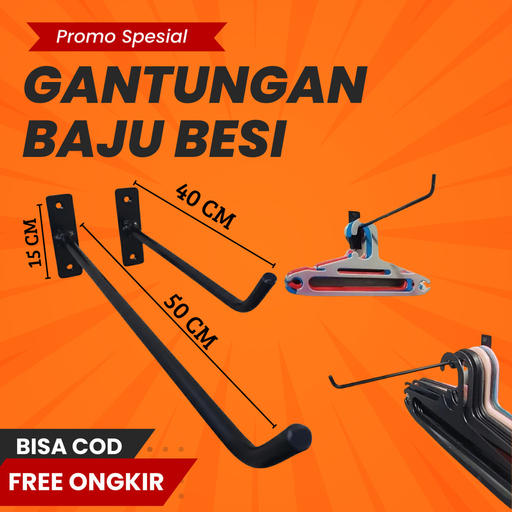 gantungan baju dinding besi serbaguna kaitan besi