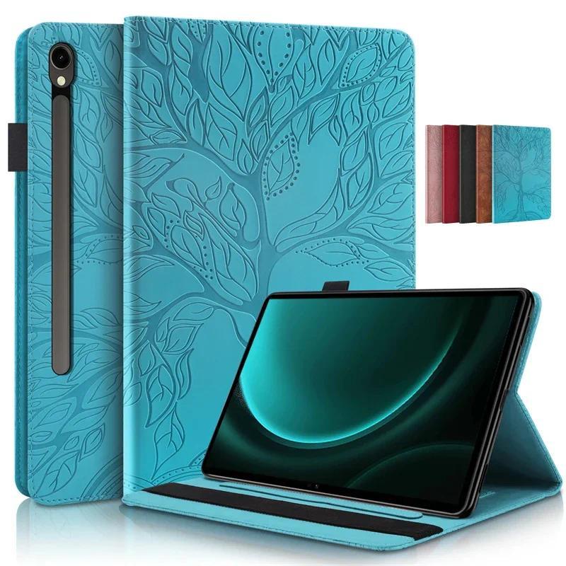 Tablet for Samsung Galaxy Tab S9 FE Case 10.9 in 3D Tree Embossed Flip Stand TPU Cover for Funda Gal