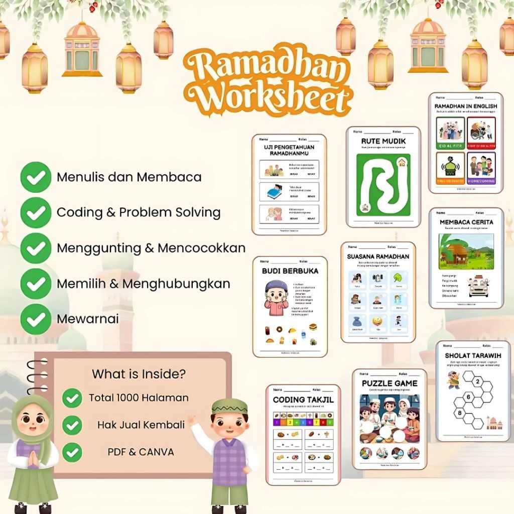 1000+ Worksheet Printable Anak | Kegiatan Seru & Edukatif Tema Ramadhan untuk PAUD, TK & SD