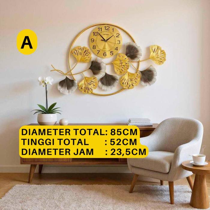 Jam Dinding Mewah Jumbo Silent Aesthetic - Dekorasi Ruang Tamu Elegan Interior Klasik European Luxur