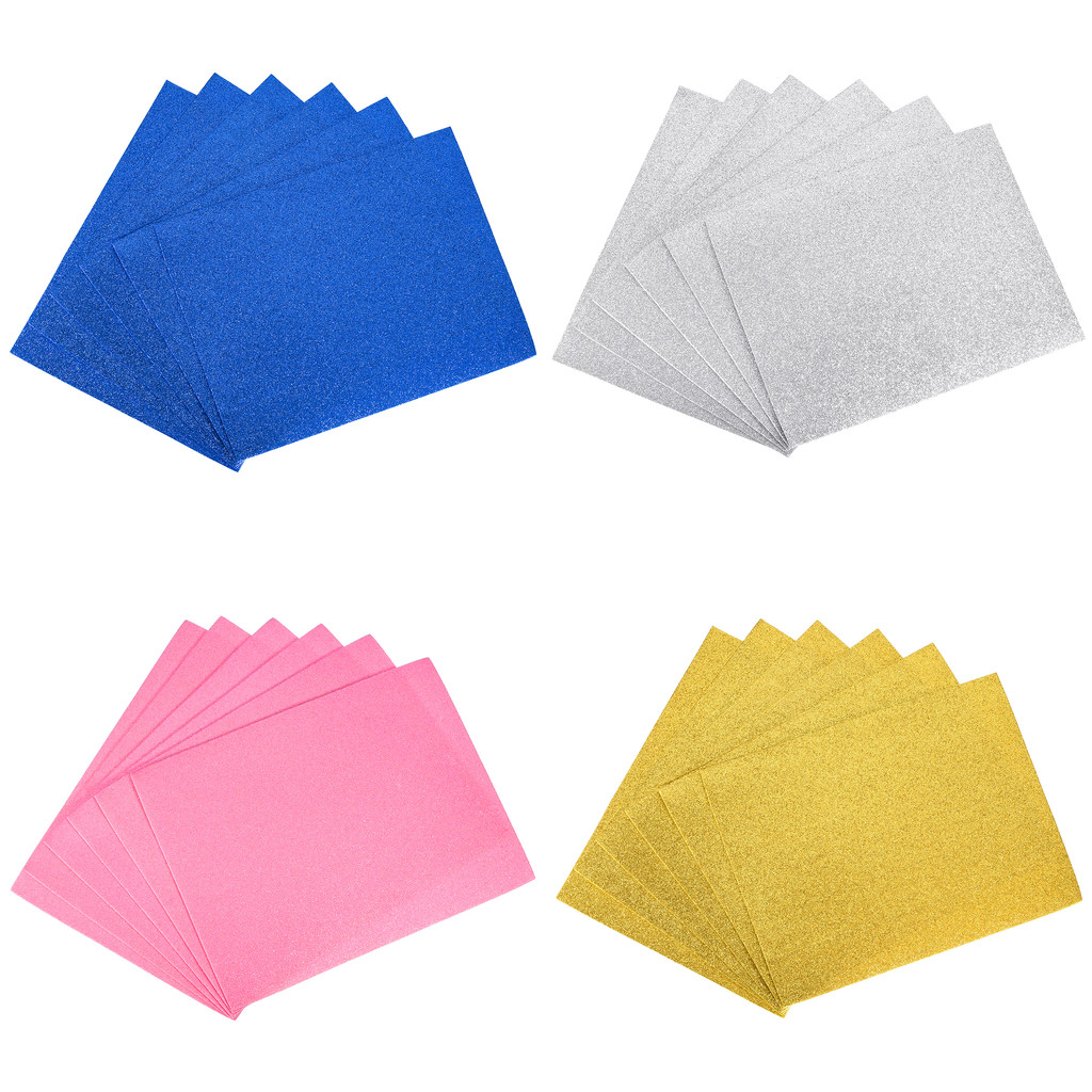 Uxcell 6pcs 2mm Thick Gold Powder Glitter EVA Foam Sheet Sponge Paper Foam Paper Kindergarten Y Hand
