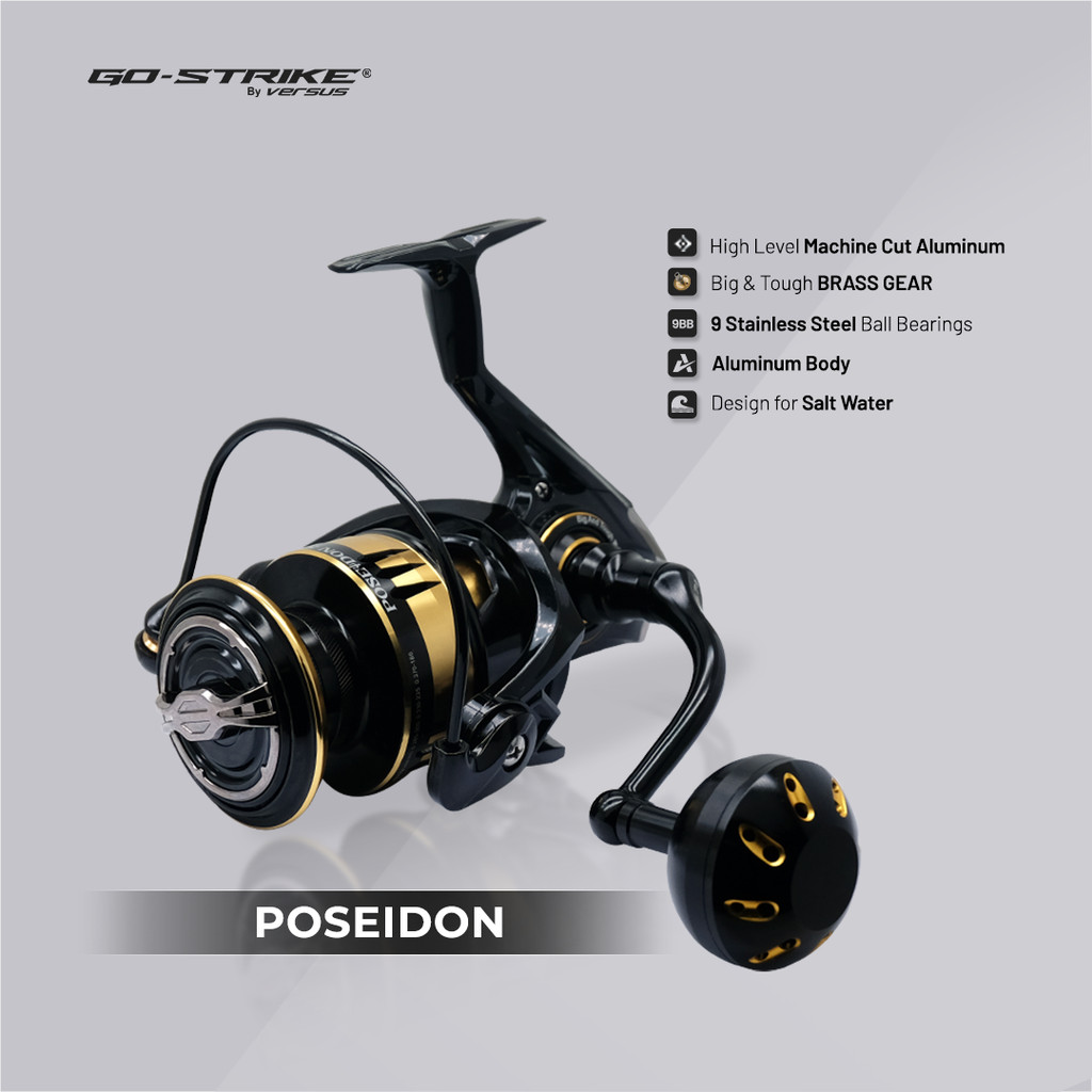 Reel Gostrike Versus Poseidon 6000HG 9 Ball Bearings - Spinning Saltwater Max Drag 18kg