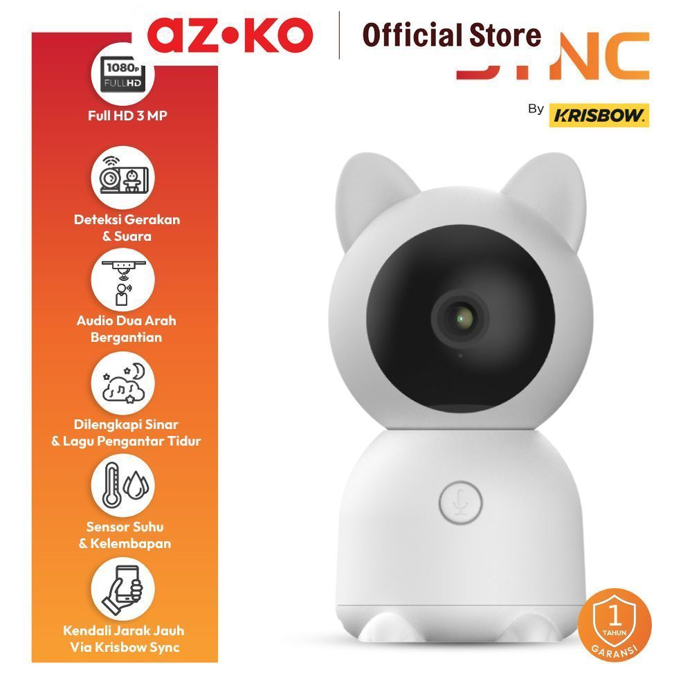 Krisbow Sync Smart Ip Camera Bayi Wifi 3Mp Baby 6T Baby Monitor Cam Cctv Camera Tanpa Kabel Mini Kec