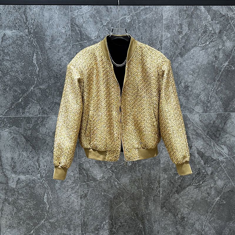 Jaket high-end kecil elegan, kerah bisbol pria, jaket pria, kerah bisbol pria