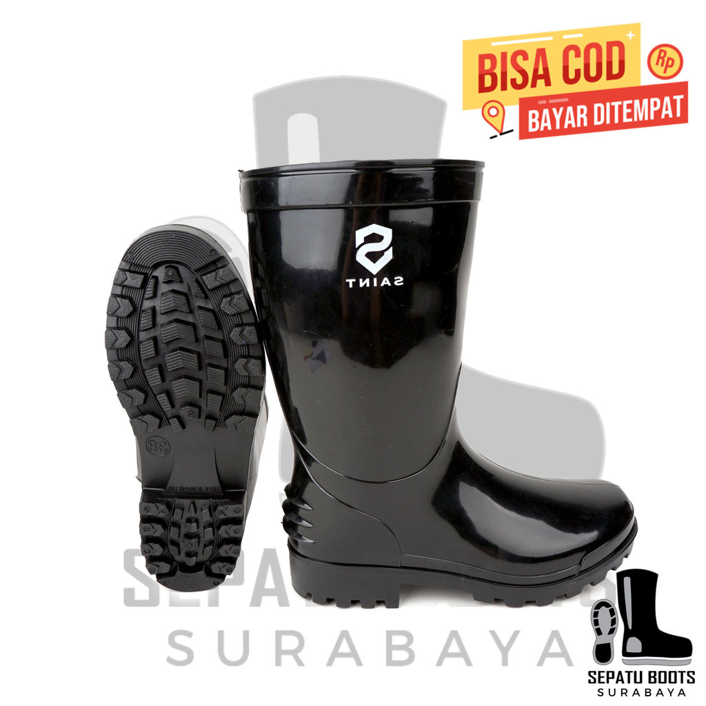 Sepatu Boot Pendek SAINT ASCO Hitam Boots Karet Lentur Anti slip & air