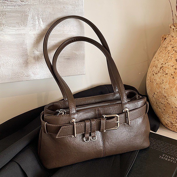 [Saror]Tas Bahu Baru Retro Kunci Sabuk Tas Motor Fashion Tas Komuter