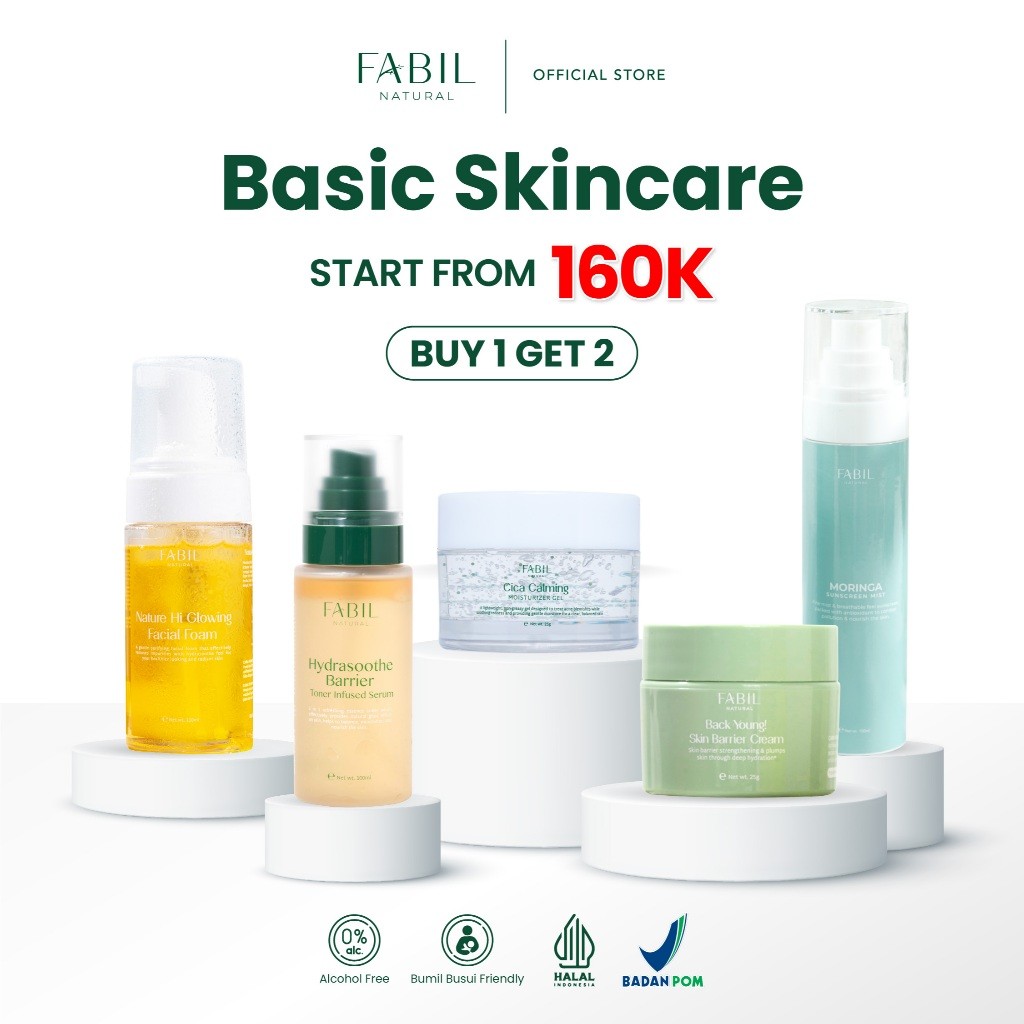 (SELLION) FABIL Paket Basic Skincare Facial Wash + Toner + Moisturizer + Sunscreen