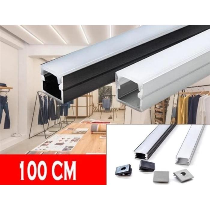 U Channel Aluminium untuk Led Strip 1 meter - Model U, Hitam