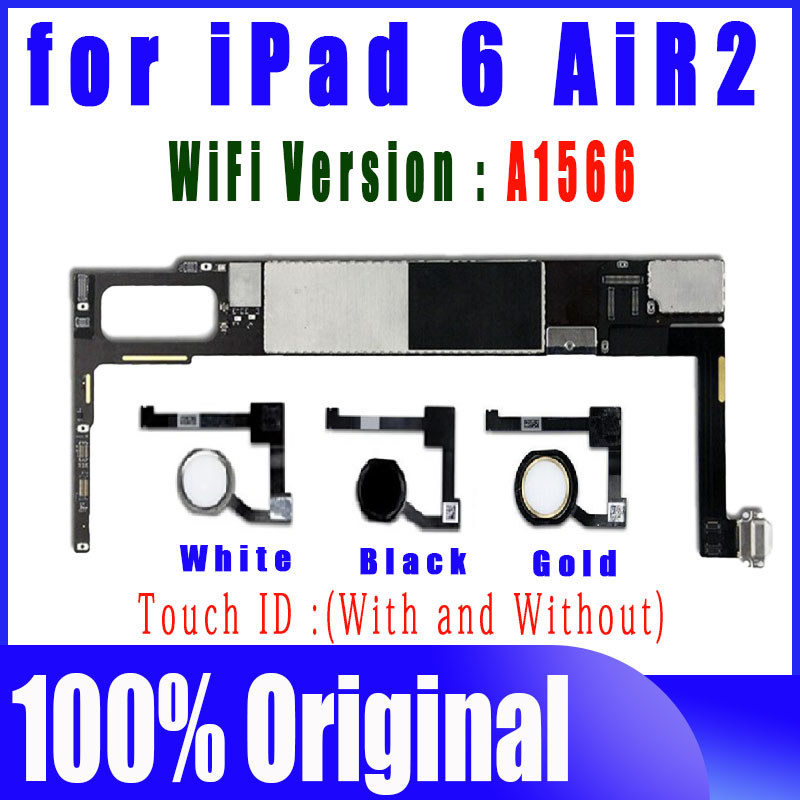 100% Tested Free iCloud Motherboard With Full ips A1566 Wifi Version Mainboard For IPad 6 Air 2 Logi