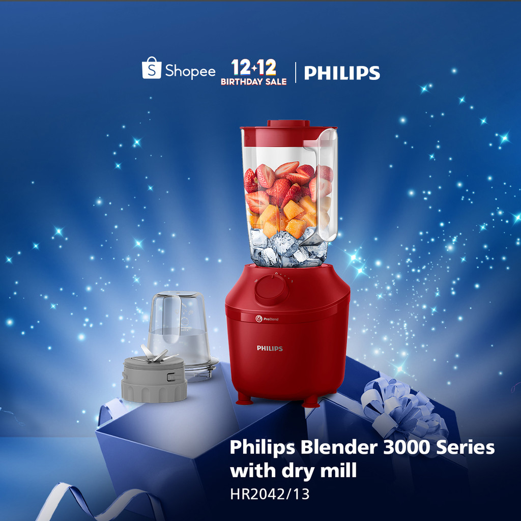 Blender Philips Plastik 1 Liter - 3000 series HR2042/13 - Blender Jus - Blender Juicer- Blender Terb